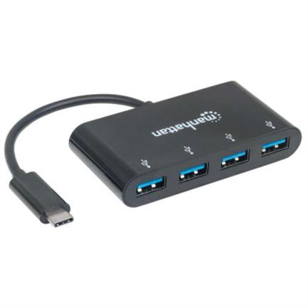 Manhattan USB-C 3.2 Gen1 4-Port USB-A Hub Black