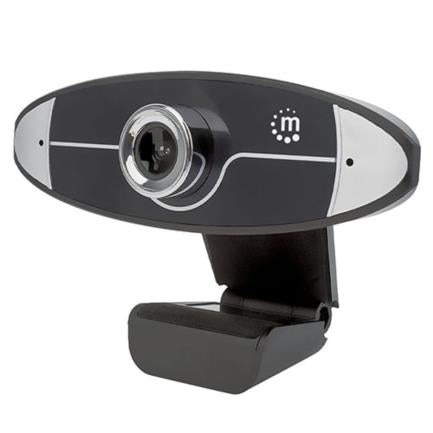 Cámara Web Manhattan Alta Definición HD 720p USB Micrófono Base Ajustable Color Negro