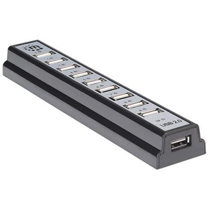 Manhattan 10-Port USB 2.0 High-Speed Hub with Power Adapter
