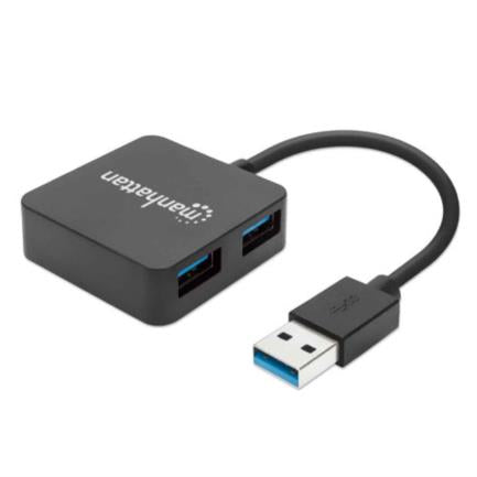 Mini Manhattan USB 3.0 High-Speed 4-Port Hub Black