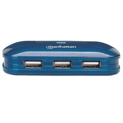 Manhattan USB 2.0 High-Speed Dual Power 7-Port Hub, Blue