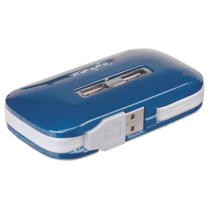 Manhattan USB 2.0 High-Speed Dual Power 7-Port Hub, Blue