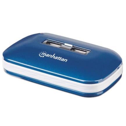 Manhattan USB 2.0 High-Speed Dual Power 7-Port Hub, Blue