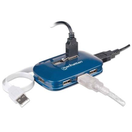 Manhattan USB 2.0 High-Speed Dual Power 7-Port Hub, Blue
