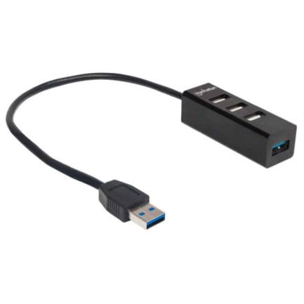 Manhattan Combo Hub 1 USB 3.0 Port/3 USB 2.0 Ports Black