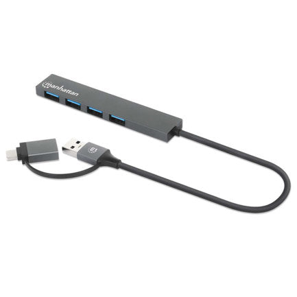Manhattan 4-Port USB-A 3.2 Gen 1 Hub with USB-A to USB-C Adapter