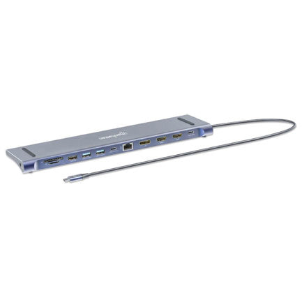 Manhattan USB C Docking 12-Port HDMIx2 DP USB C PD USB Ax3 RJ45 SD Audio