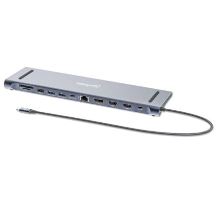 Manhattan USB C Docking 12-Port HDMIx2 DP USB C PD USB Ax3 RJ45 SD Audio
