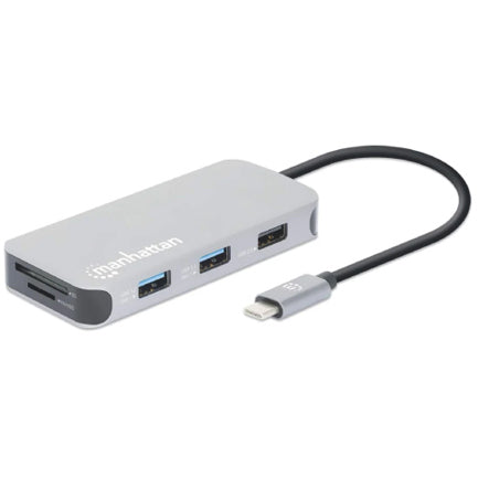 Manhattan USB-C Docking 8-in-1 HDMI USB-C PD/2xUSBv3.2/USBv2.0 RED SD/Micro SDD
