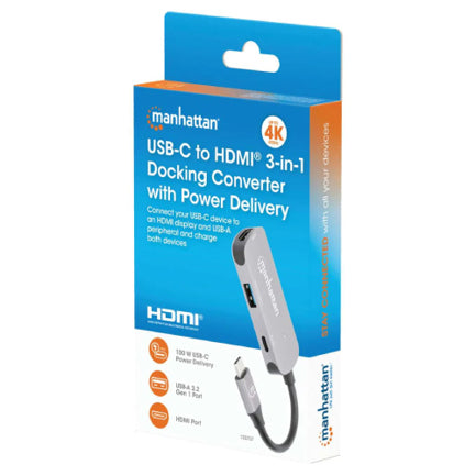 Manhattan USB-C Docking Station 3 Ports HDMI/USB-A/USB-C PD
