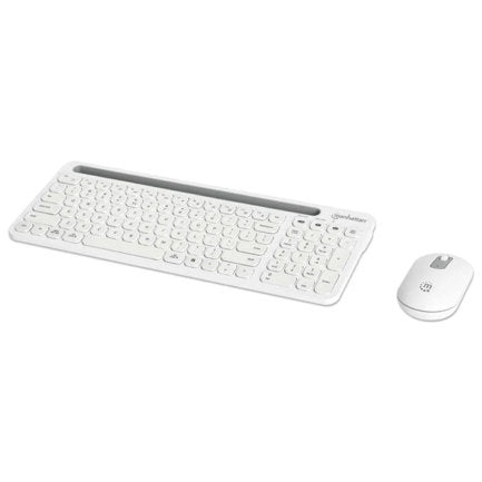Manhattan 2.4G and Bluetooth White Wireless Optical Keyboard and Mouse Combo Scissor-Switch Keys