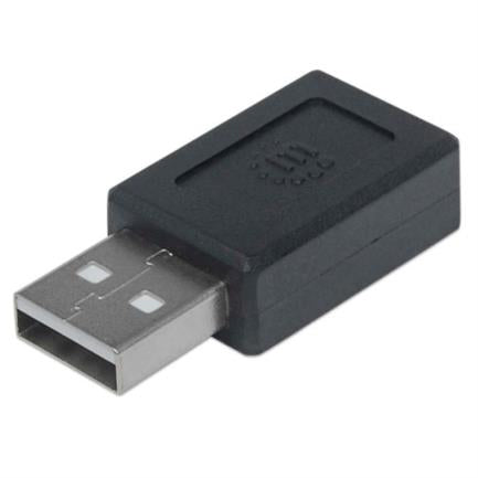 Manhattan USB-C to USB-A 2.0 Adapter, Black