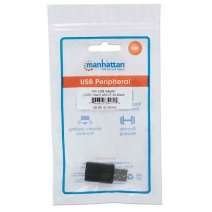 Manhattan USB-A to USB-C SuperSpeed Adapter, Black