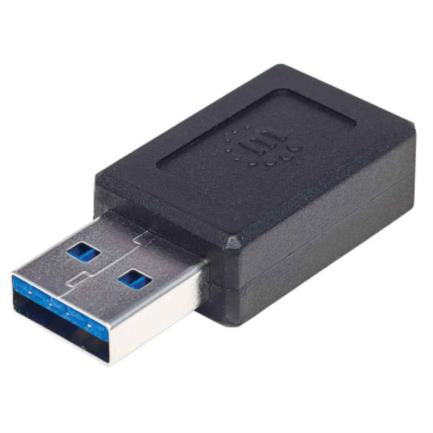 Manhattan USB-A to USB-C SuperSpeed Adapter, Black
