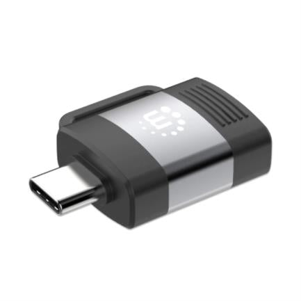 Manhattan USB-C to USB-A V3.2 Adapter, Aluminum, Space Gray