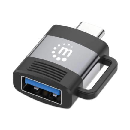 Manhattan USB-C to USB-A V3.2 Adapter, Aluminum, Space Gray