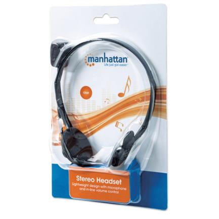 Manhattan Wired Standard Microphone Headphones Black-Silver