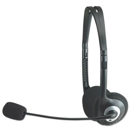 Manhattan Wired Standard Microphone Headphones Black-Silver