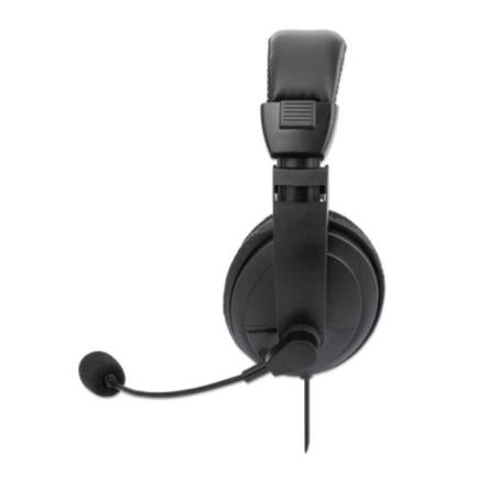 Manhattan Stereo USB Headset Adjustable Microphone Integrated Control Black