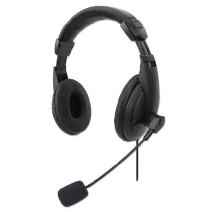 Manhattan Stereo USB Headset Adjustable Microphone Integrated Control Black