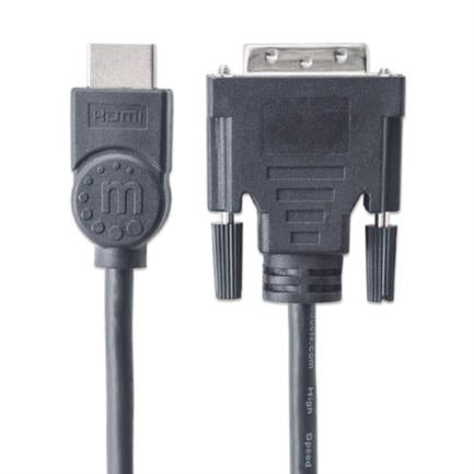 Manhattan HDMI/DVI-D M-M Monitor Cable 1.8m Black