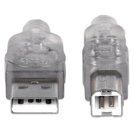 Manhattan USB 2.0 High-Speed A-B Cable, 1.8m, Silver