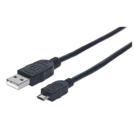 Manhattan USB-A to Micro USB-B 2.0 High-Speed Cable 0.5m Black