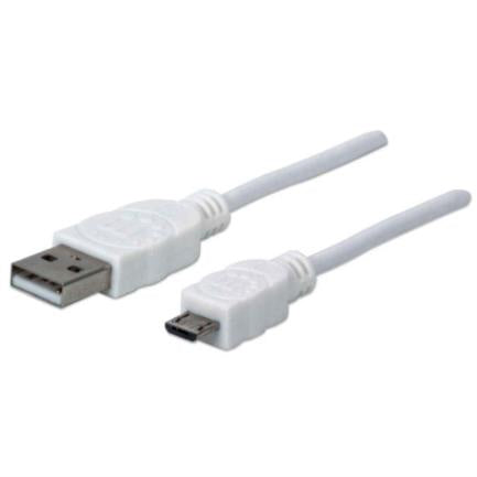 Manhattan USB-A Micro USB-B 2.0 High-Speed Cable 1m White