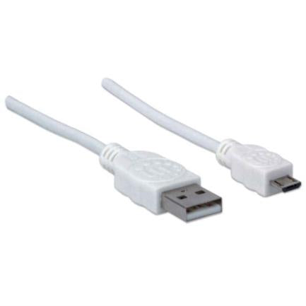 Manhattan USB-A Micro USB-B 2.0 High-Speed Cable 1m White