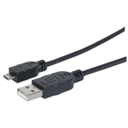 Manhattan USB-A to Micro USB-B 2.0 High-Speed Cable, 1m, Black