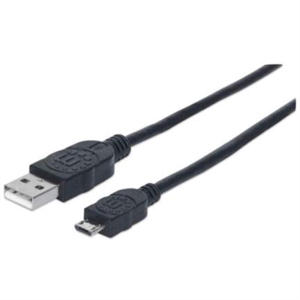 Manhattan USB-A to Micro USB-B 2.0 High-Speed Cable, 3m, Black