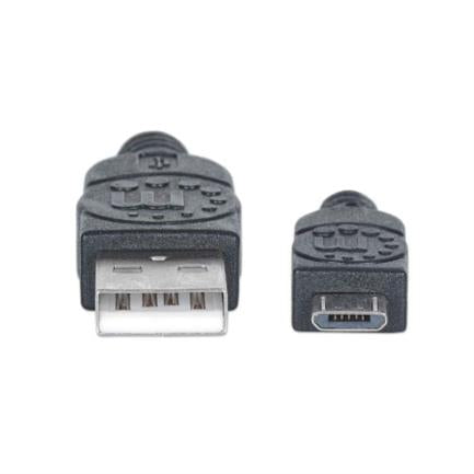 Manhattan USB-A to Micro USB-B 2.0 High-Speed Cable, 3m, Black