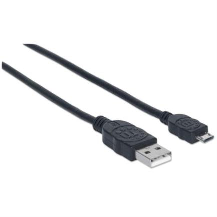 Manhattan USB-A to Micro USB-B 2.0 High-Speed Cable, 3m, Black