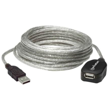 Manhattan USB-A 2.0 High-Speed Active Extension Cable 5m Silver