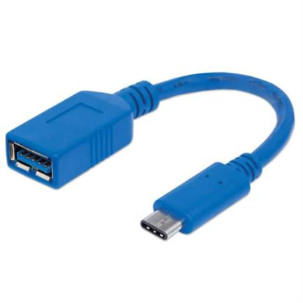 Manhattan USB 3.2 Gen1 C-A SuperSpeed Cable 15cm Blue