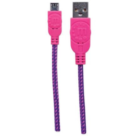 Manhattan High-Speed USB Micro-B Cable with Fabric Coating 1.8m Pink-Purple