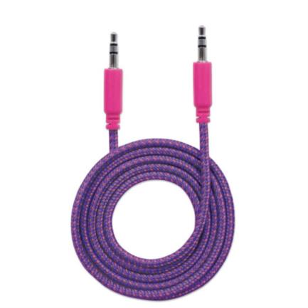 Manhattan 3.5mm Stereo Audio Cable with Textile Covering 1m Pink-Purple