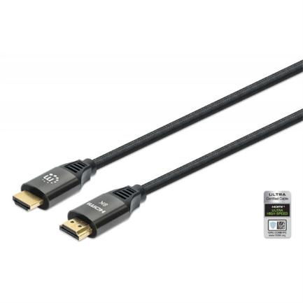 Manhattan HDMI Certified Ultra High Speed 8K@60Hz/4K@120Hz Cable with Ethernet, 3m, Black