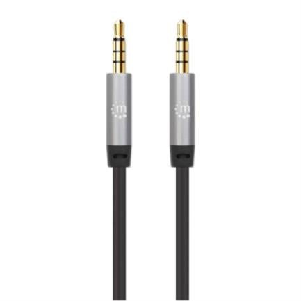 Manhattan Auxiliary Stereo Audio Cable 3.5mm 5m Black-Silver