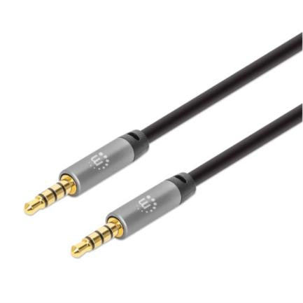 Manhattan Auxiliary Stereo Audio Cable 3.5mm 5m Black-Silver
