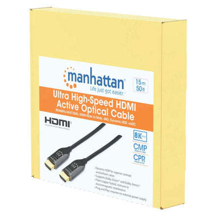 Manhattan HDMI 2.1 Fiber Optic Cable 15M 8K@60Hz Certified