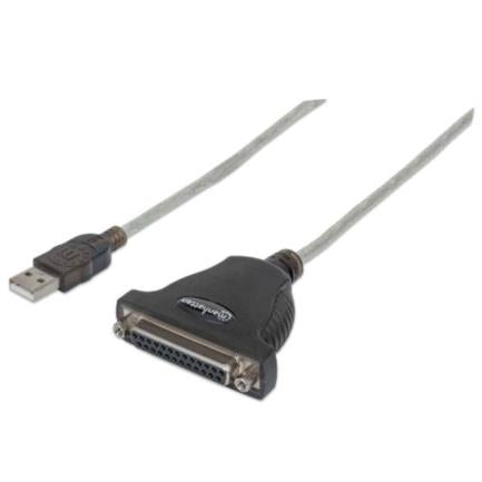 Manhattan USB-A to Parallel DB25 Printer Converter Silver