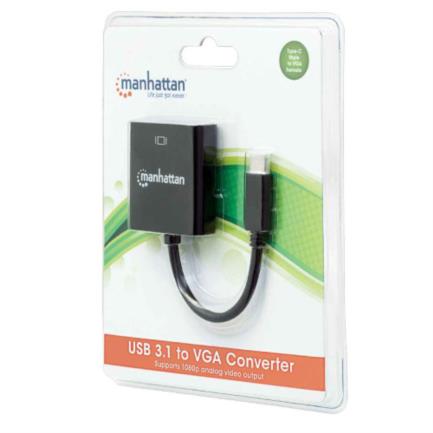 Manhattan USB-C 3.1 to VGA Video Converter - Black