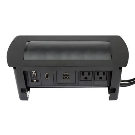 Manhattan Tabletop Connection Box with USB/HDMI/VGA Outlets, Black