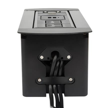 Manhattan Tabletop Connection Box with USB/HDMI/VGA Outlets, Black