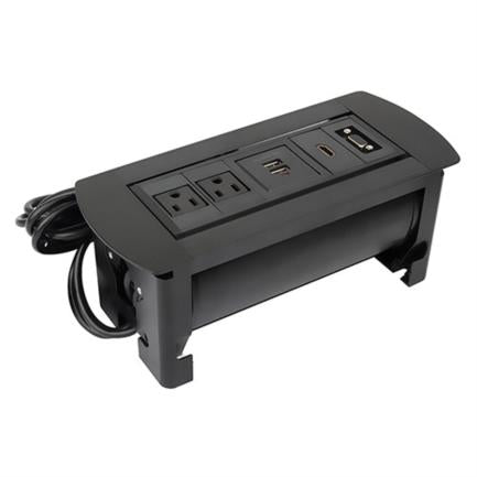 Manhattan Tabletop Connection Box with USB/HDMI/VGA Outlets, Black