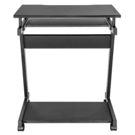 Manhattan Compact Desk with Wheels Slide-Out Keyboard Tray Bottom CPU Shelf Black