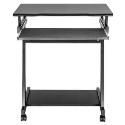 Manhattan Compact Desk with Wheels Slide-Out Keyboard Tray Bottom CPU Shelf Black