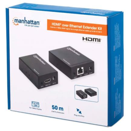 Manhattan HDMI over Ethernet Video Extender via Cat6 1080p 50m Black