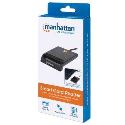 Manhattan Smart Card Reader, External, Contact, USB, Black